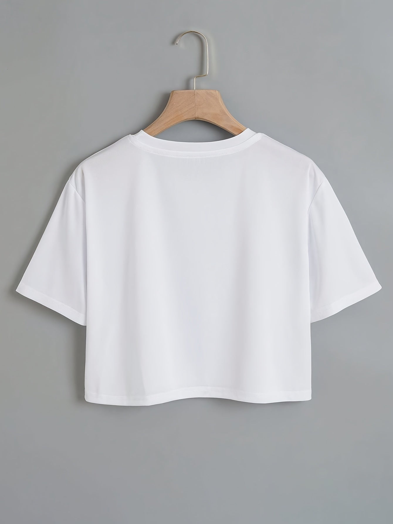 Women's Y2K Casual Cropped T-Shirt - Oversized Loose Fit Short Sleeve Round Neck Tee with Brooklyn New York 1898 Graphic Print, Breathable White Top for All-Season Wear, Ladies T Shirts, Streetwear Fashion, Relaxed Fit Shirt